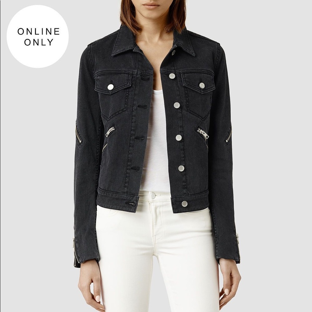 AllSaints Curtis Washed-black Denim Jacket